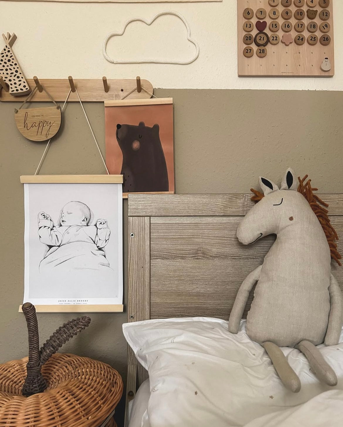 kidsroom with a hand-drawn birth poster
