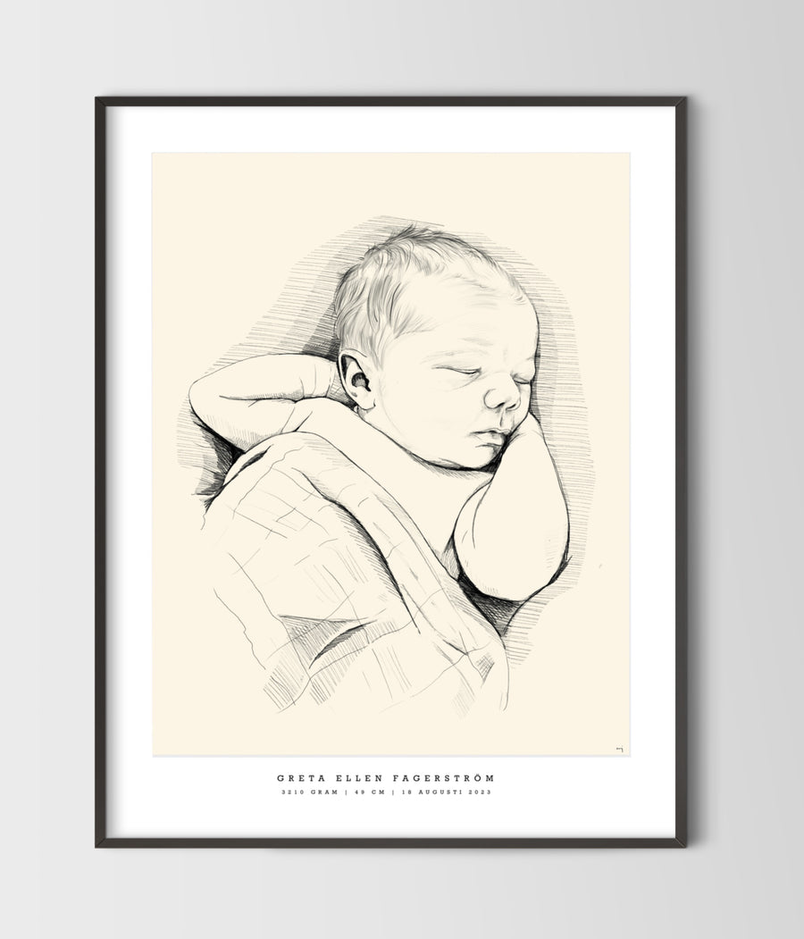 Hand-Drawn Birth Poster