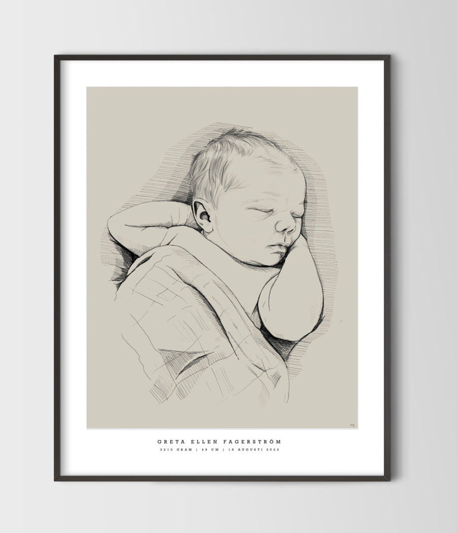 Hand-Drawn Birth Poster