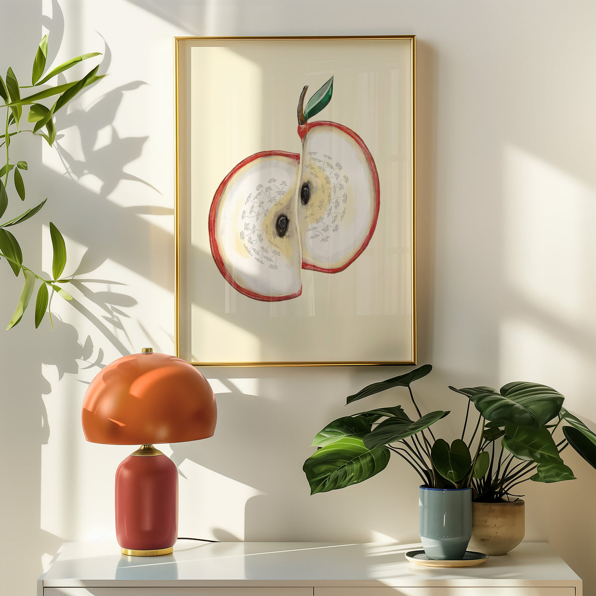 Family tree wall art The Apple personalised print with space for 62 names